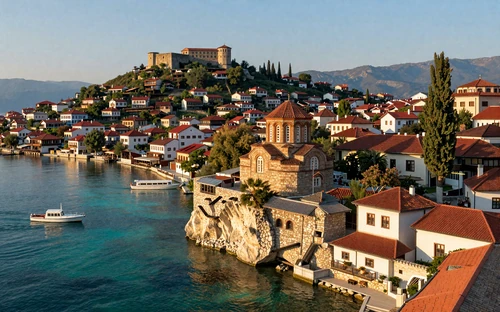 Ohrid North Macedonia lakeside town with Church of Saint John perfect for romantic dates