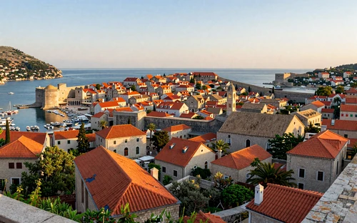 Dubrovnik Croatia old town with terracotta rooftops and Adriatic Sea for romantic getaways