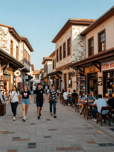 Skopje Old Bazaar with Ottoman architecture and traditional cafes where Macedonian women socialize
