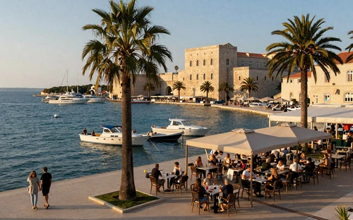 Split Croatia Riva waterfront with Diocletian Palace and Adriatic harbor ideal for romantic dates