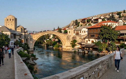 Mostar Bosnia with Stari Most bridge over the Neretva River ideal for romantic dates