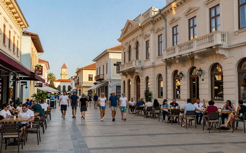 Bitola North Macedonia Shirok Sokak pedestrian street with cafes and historic facades